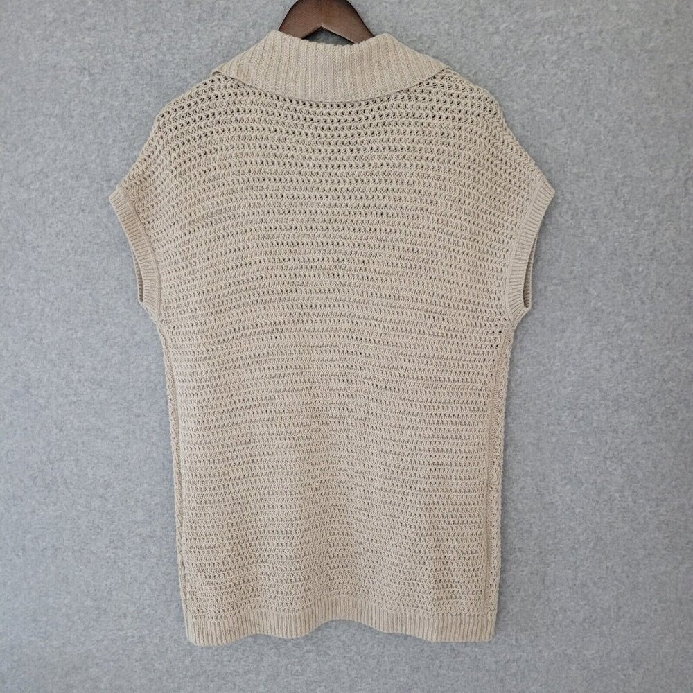 Talbots Womens Open Front Cardigan Size S Beige Office Career Missing Fur Collar - Picture 5 of 11
